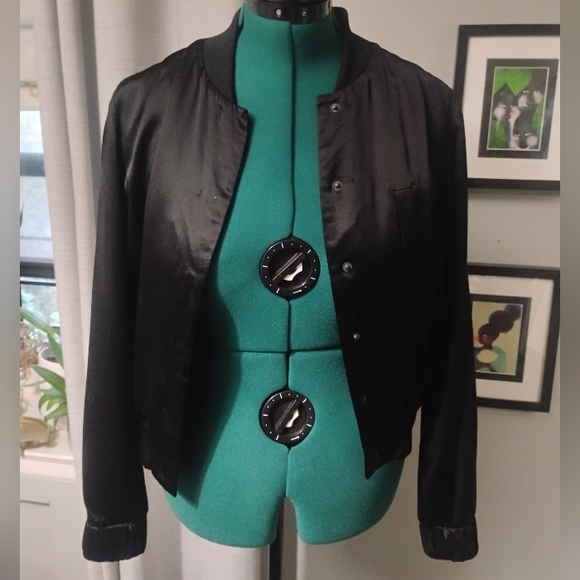 JNBY Graphic Print Black Lightweight Baseball Style Jacket Sz L - Picture 12 of 14